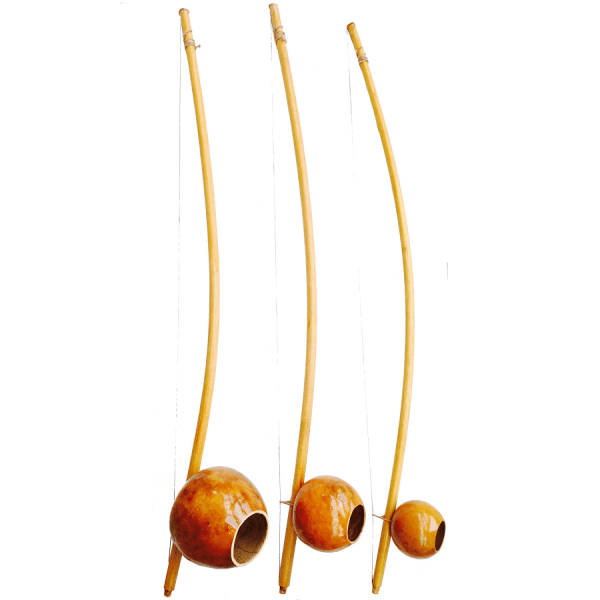 Basic varnished berimbau instrument for capoeira with all berimbau parts from berimbau shop